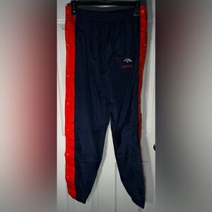 Men’s Vintage Denver Broncos Snap Tearaway Pants Blue Orange Lined Nylon Small